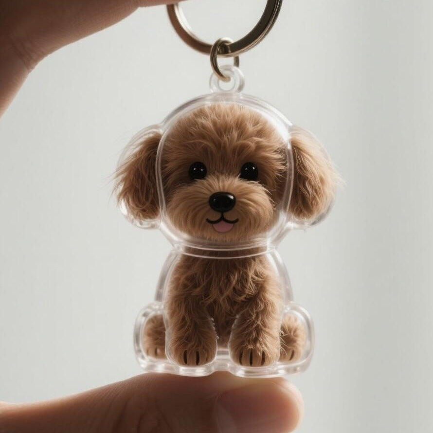 Cute Fuzzy Ball Keychain with Transparent Case for Pet Hair - Fixed Buy