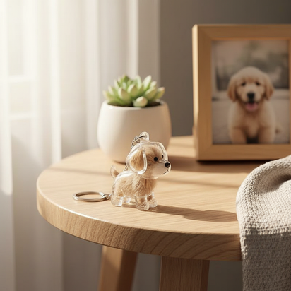 Cute Fuzzy Ball Keychain with Transparent Case for Pet Hair - Fixed Buy