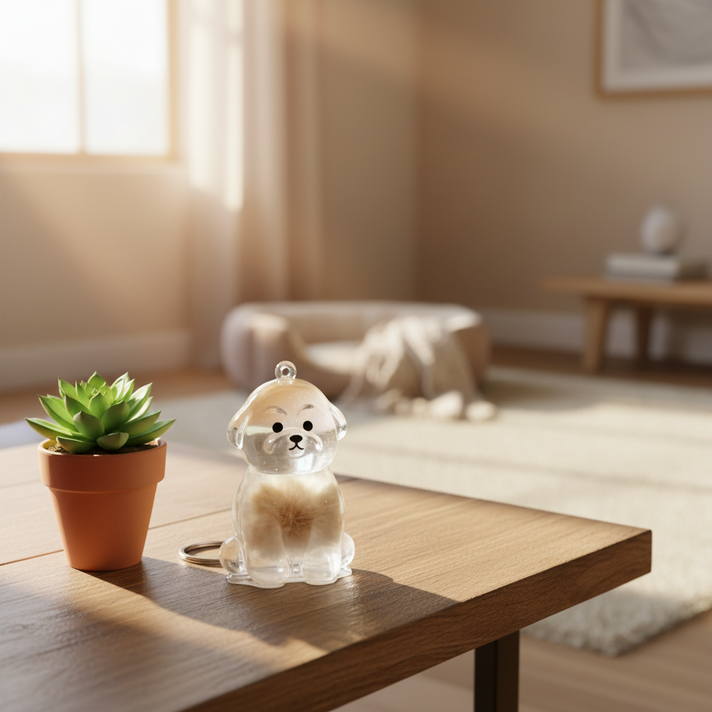 Cute Fuzzy Ball Keychain with Transparent Case for Pet Hair - Fixed Buy