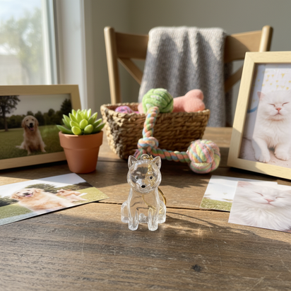 Cute Fuzzy Ball Keychain with Transparent Case for Pet Hair - Fixed Buy